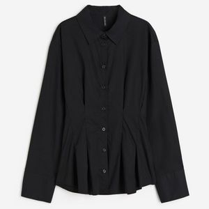 H&M Tapered-waist Poplin Shirt | Size - S | Color - Black